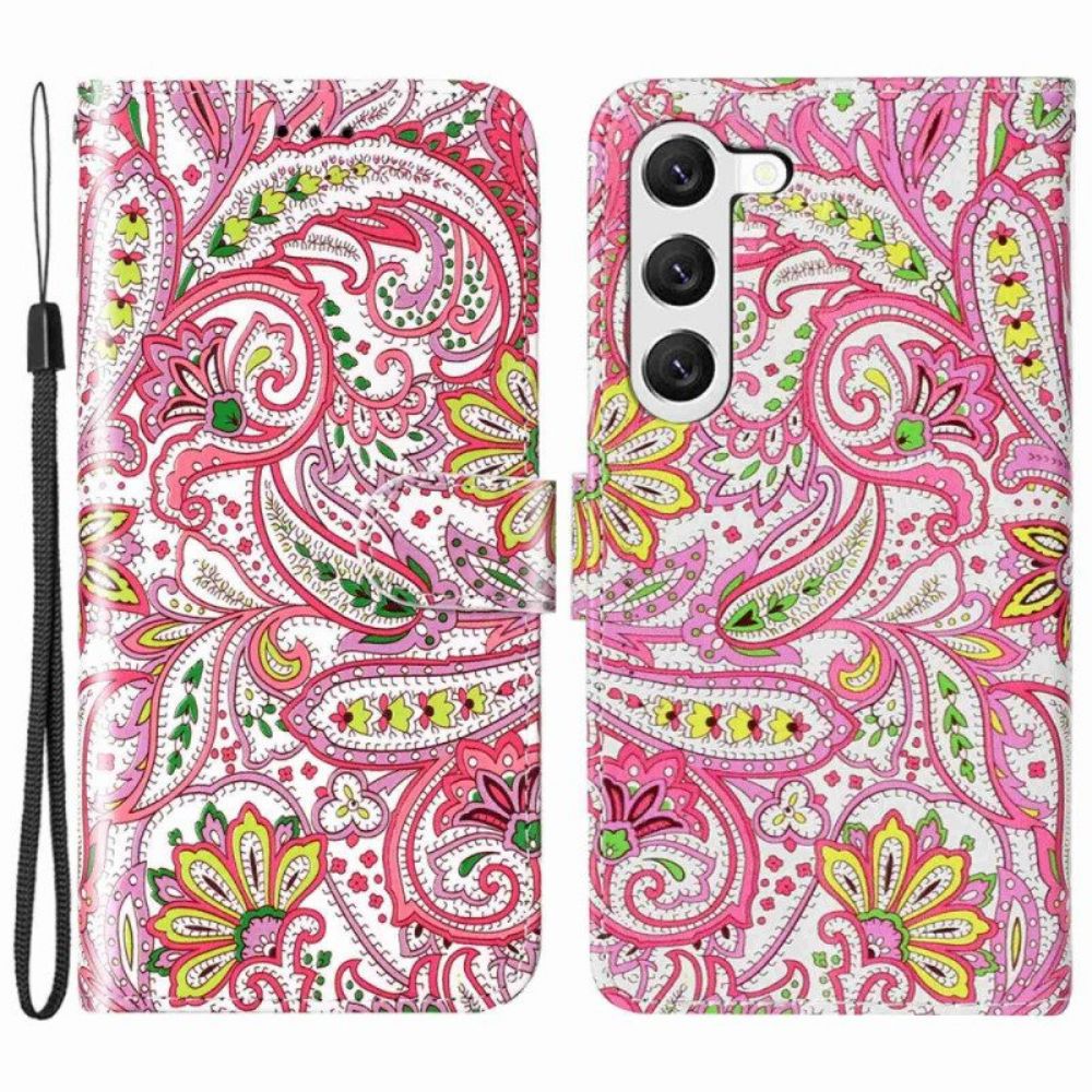 Flip Case Für Samsung Galaxy S23 Plus 5G Mit Kordel Riemchen-kaschmir-stil