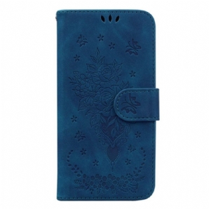 Flip Case Für Samsung Galaxy S23 Plus 5G Mit Kordel Riemchenrosen Und Schmetterlinge