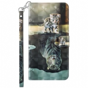 Flip Case Für Samsung Galaxy S23 Plus 5G Mit Kordel Strappy Kitten Dream