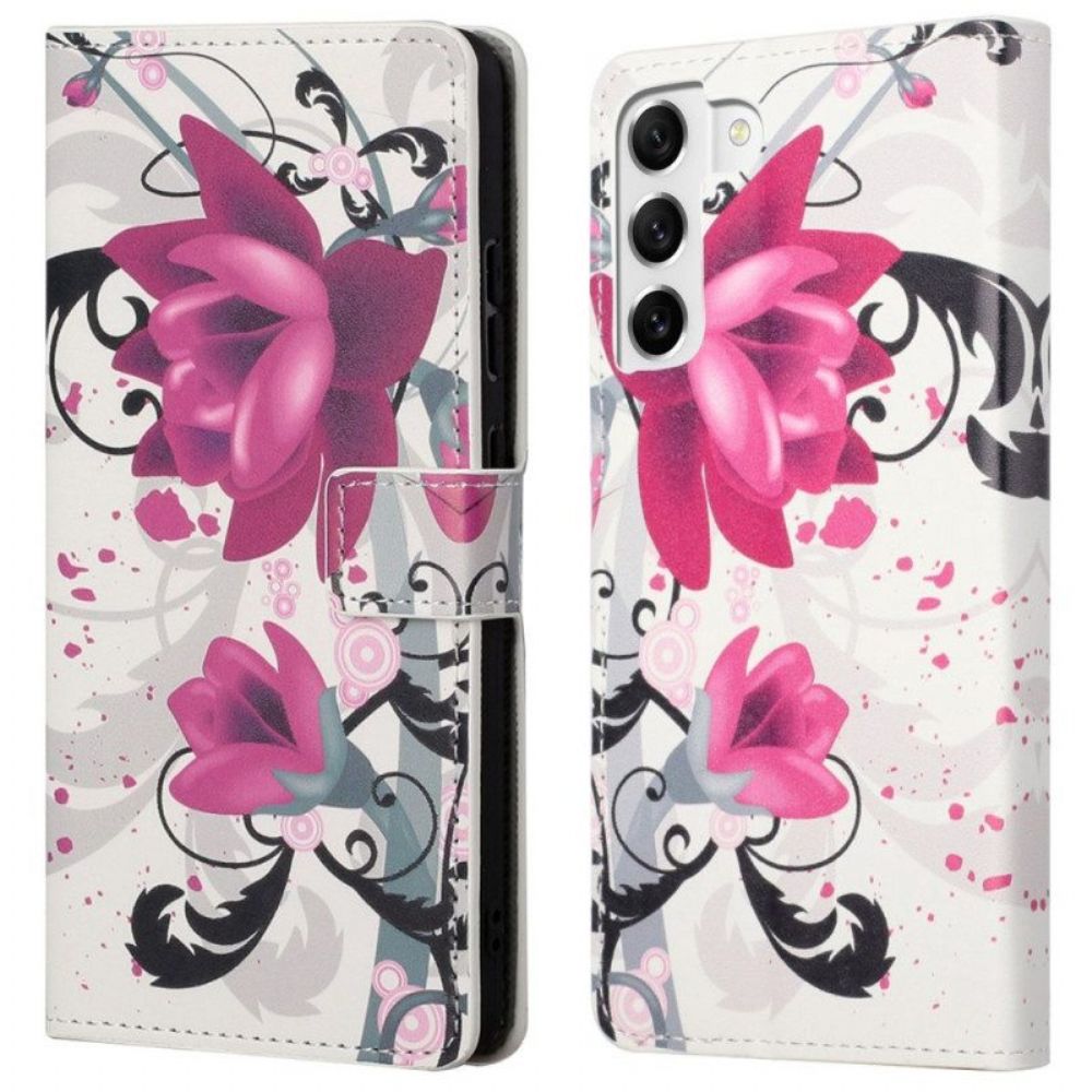 Flip Case Für Samsung Galaxy S23 Plus 5G Tropische Blumen