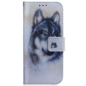 Lederhüllen Für Samsung Galaxy S23 Plus 5G Aquarell-wolf