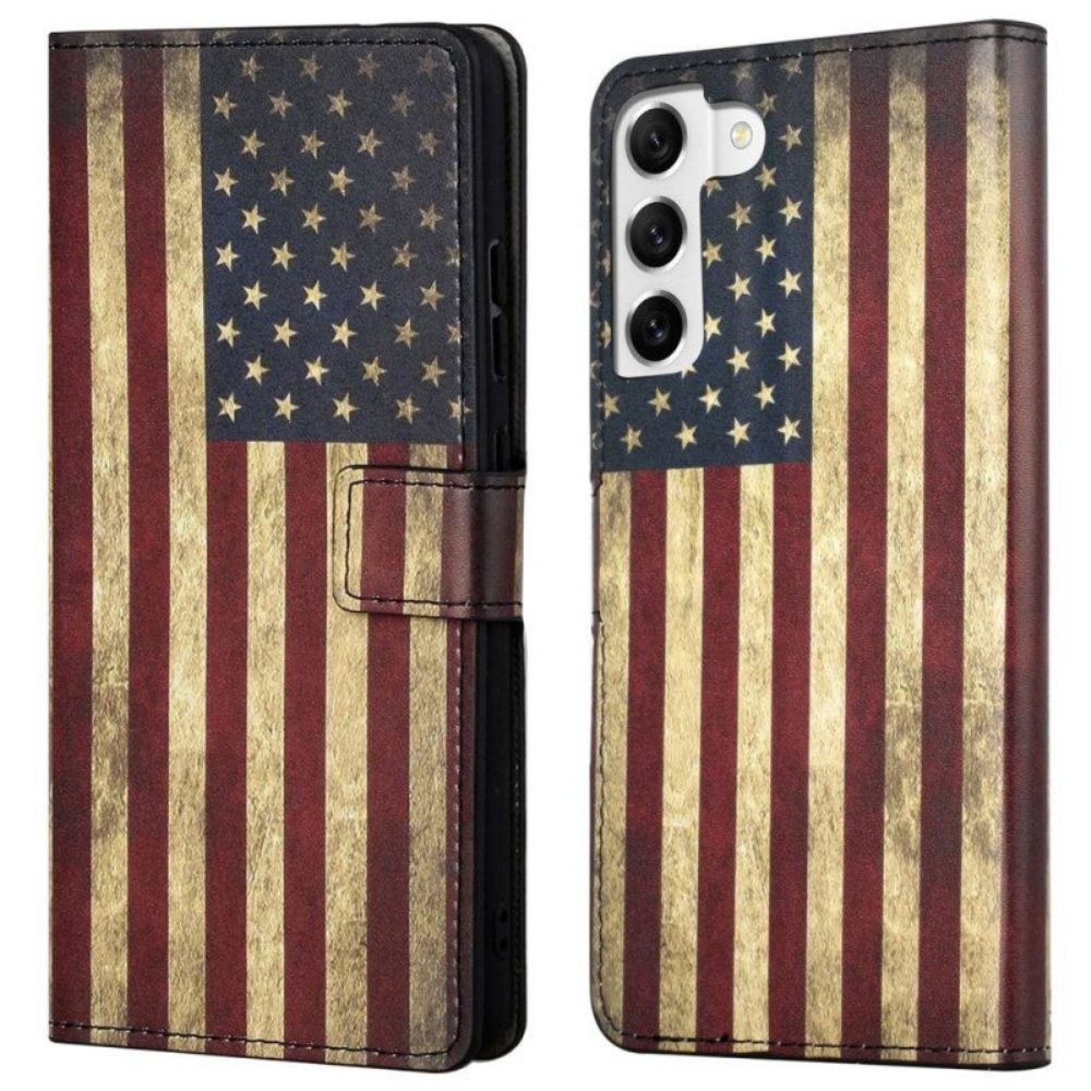 Lederhüllen Für Samsung Galaxy S23 Plus 5G Vintage Amerikanische Flagge