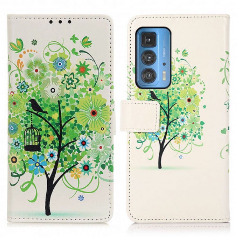 Flip Case Für Motorola Edge 20 Pro Farbiger Baum