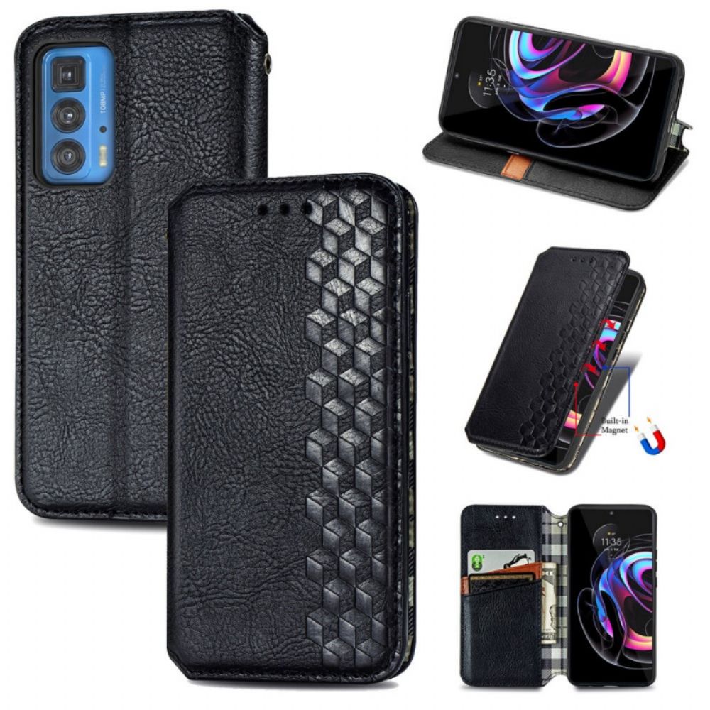 Schutzhülle Für Motorola Edge 20 Pro Flip Case Ledereffekt Mit Rautenstruktur