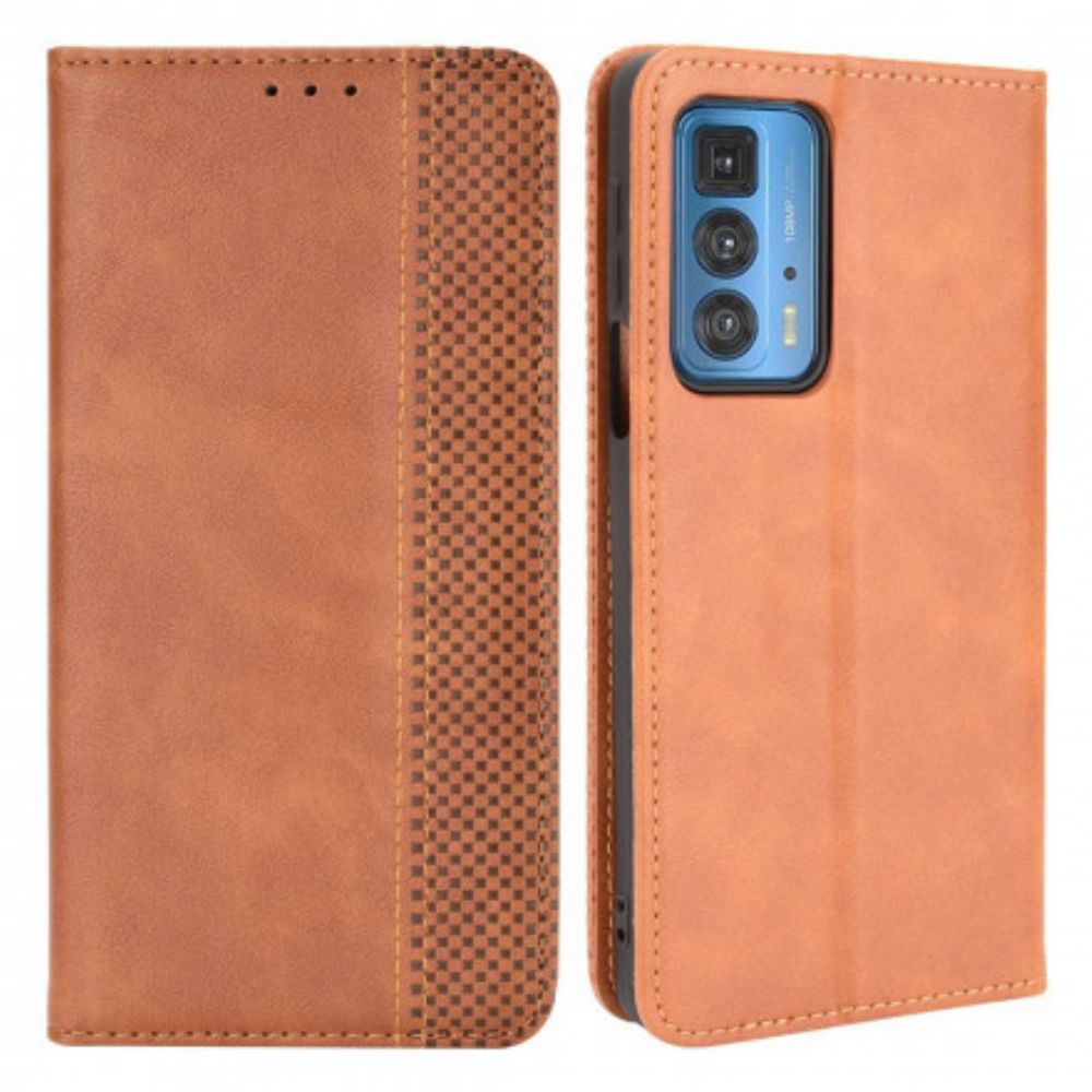 Schutzhülle Für Motorola Edge 20 Pro Flip Case Stilisierter Vintage-ledereffekt