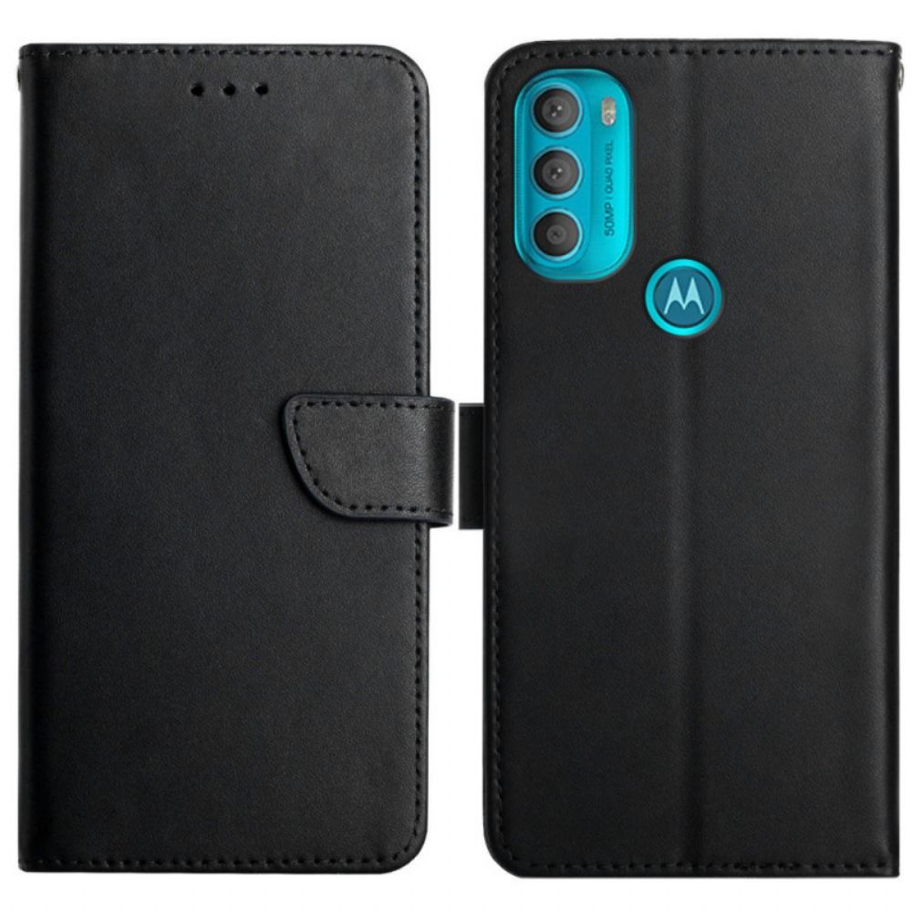 Flip Case Für Moto G71 5G Echtes Nappaleder