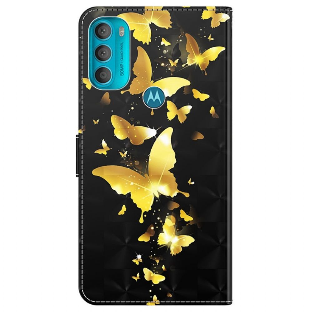 Flip Case Für Moto G71 5G Gelbe Schmetterlinge