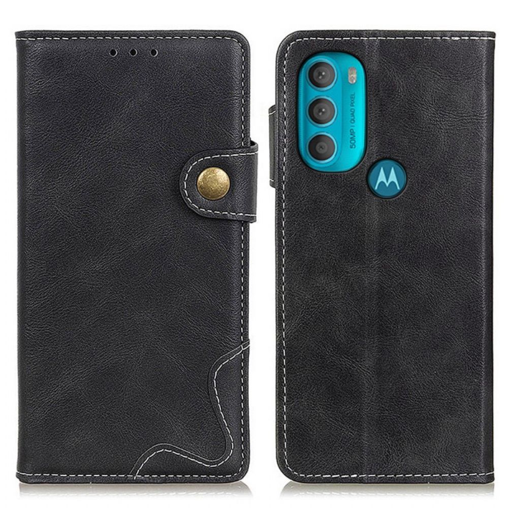 Flip Case Für Moto G71 5G Kunststoff-nähknopf