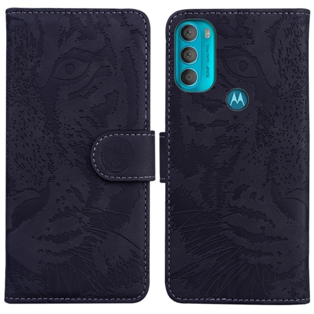 Flip Case Für Moto G71 5G Tigergesichtsdruck