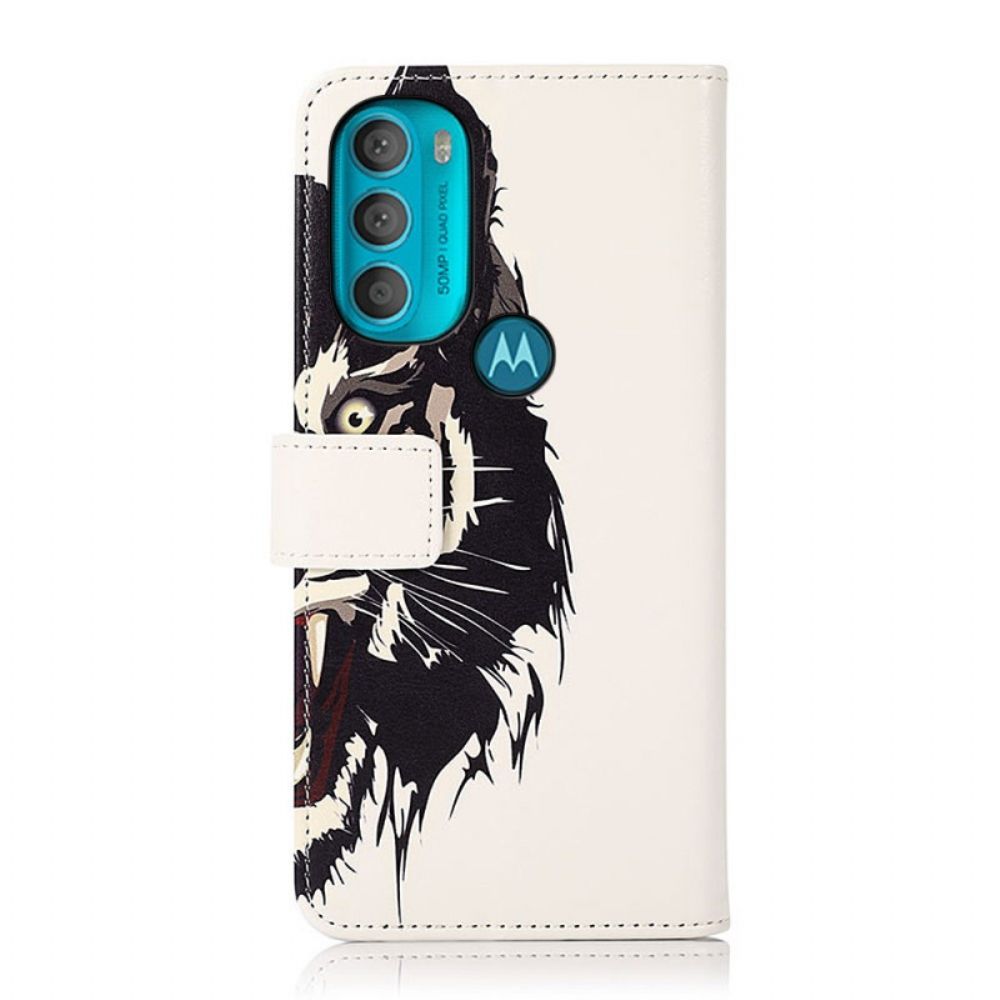 Flip Case Für Moto G71 5G Wilder Tiger