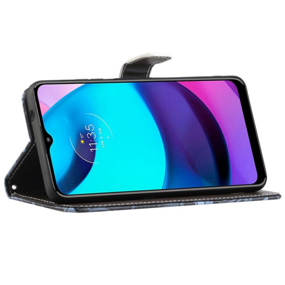 Flip Case Für Moto G71 5G Winterwolf Mit Lanyard