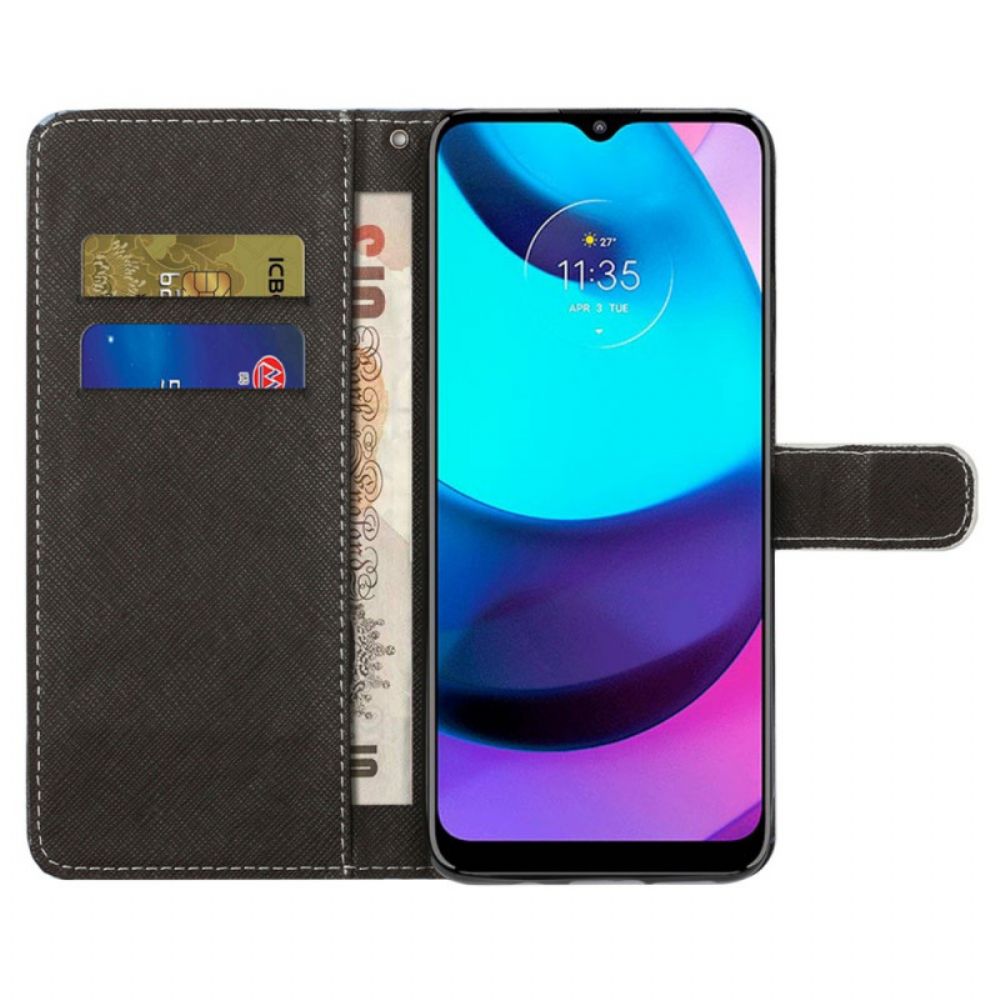 Flip Case Für Moto G71 5G Winterwolf Mit Lanyard