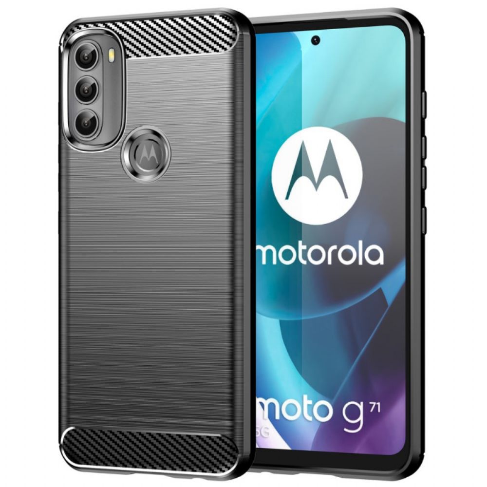 Handyhülle Für Moto G71 5G Gebürstete Kohlefaser