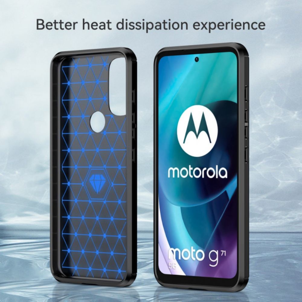 Handyhülle Für Moto G71 5G Gebürstete Kohlefaser