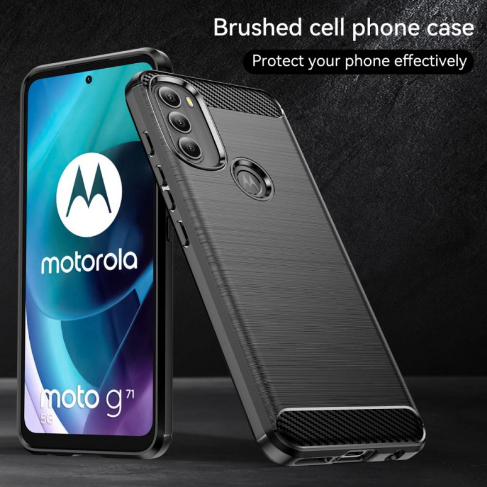 Handyhülle Für Moto G71 5G Gebürstete Kohlefaser