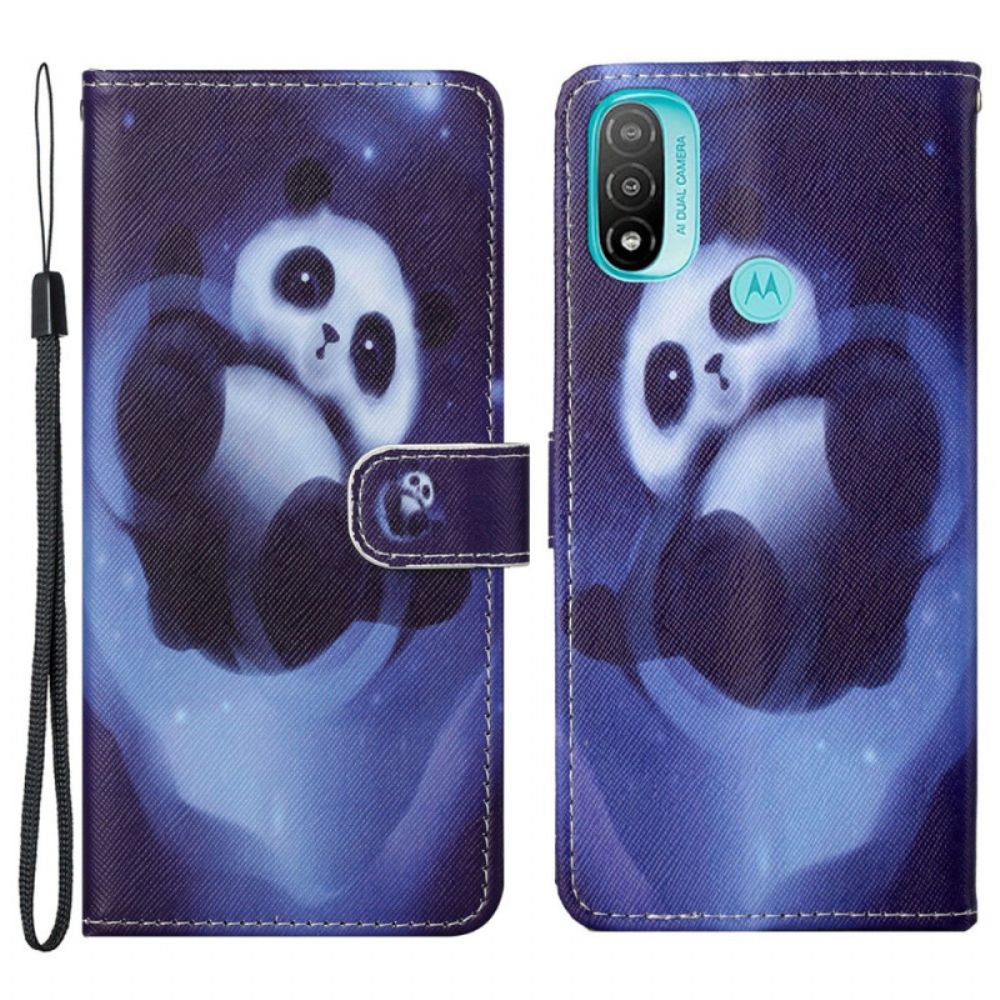 Lederhüllen Für Moto G71 5G Mit Kordel Tanga Space Panda