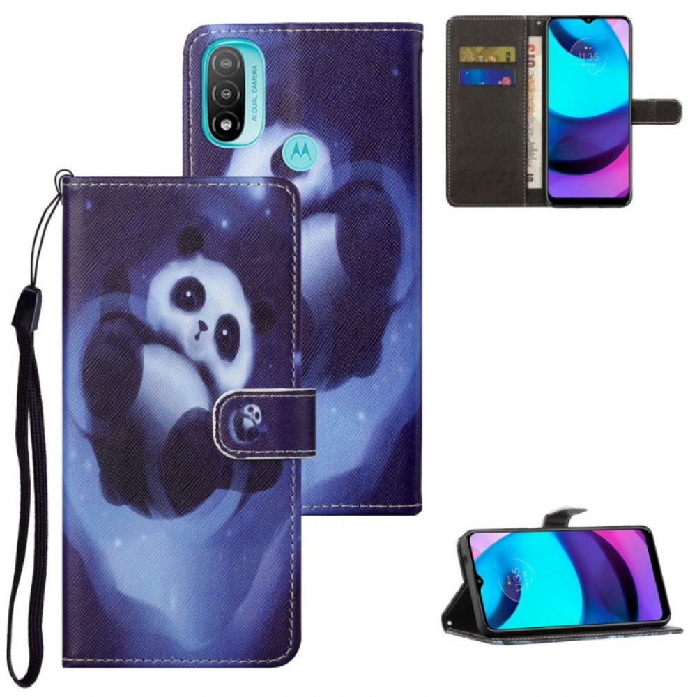 Lederhüllen Für Moto G71 5G Mit Kordel Tanga Space Panda