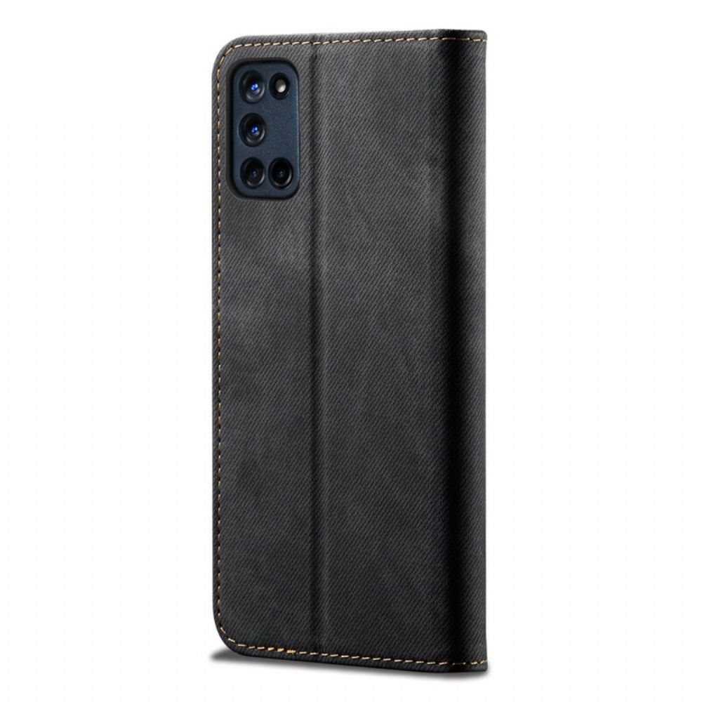 Schutzhülle Für Oppo A72 Flip Case Lederimitat Mit Jeansstruktur