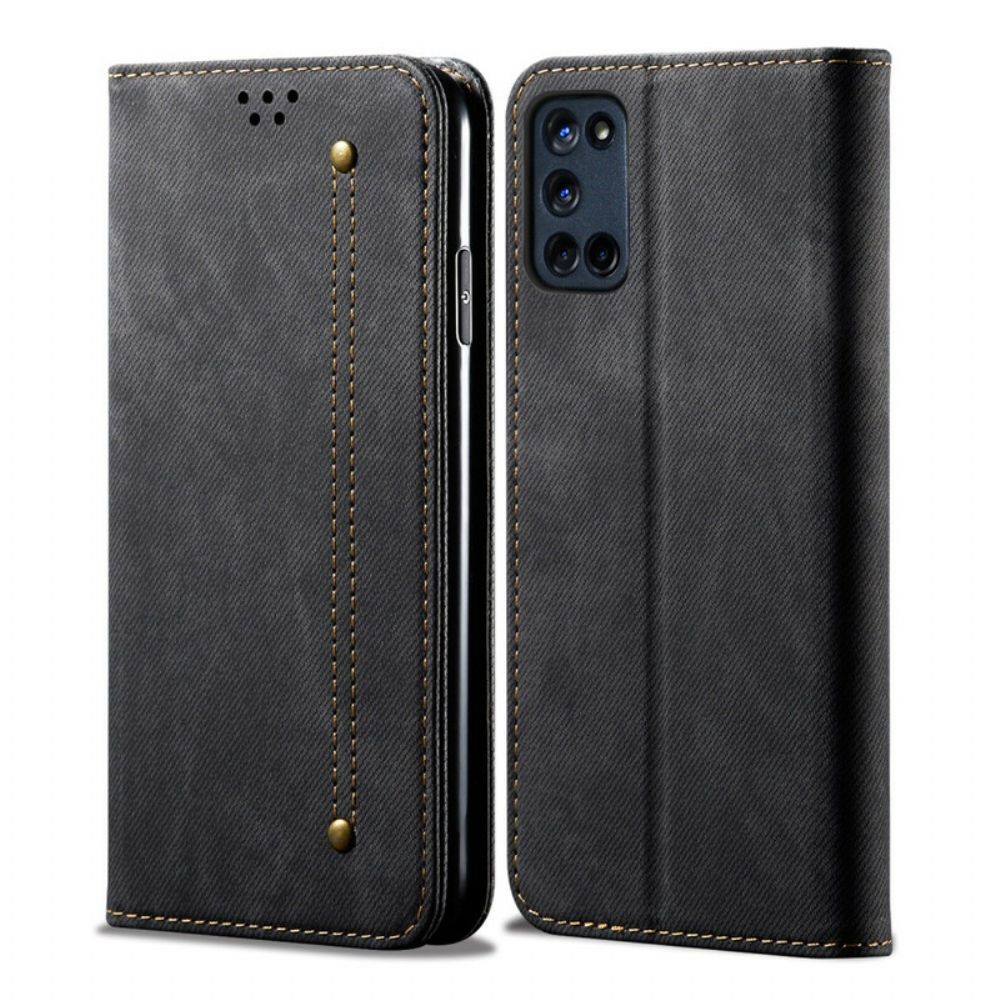 Schutzhülle Für Oppo A72 Flip Case Lederimitat Mit Jeansstruktur