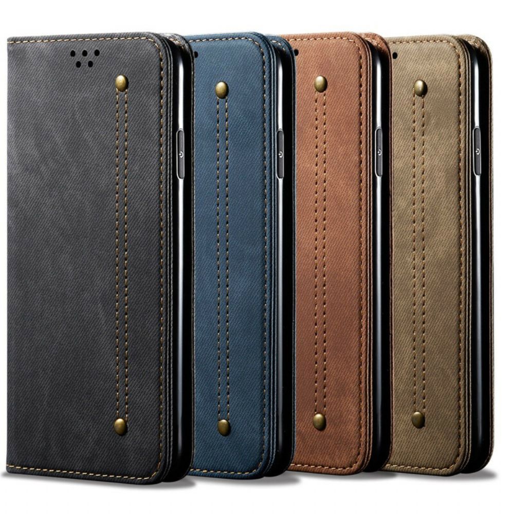 Schutzhülle Für Oppo A72 Flip Case Lederimitat Mit Jeansstruktur