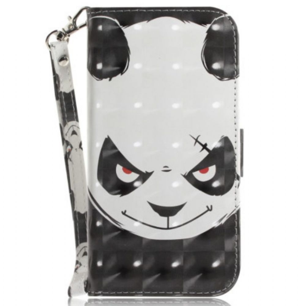 Flip Case Für Honor 90 Mit Kordel Wütender Panda Mit Riemen