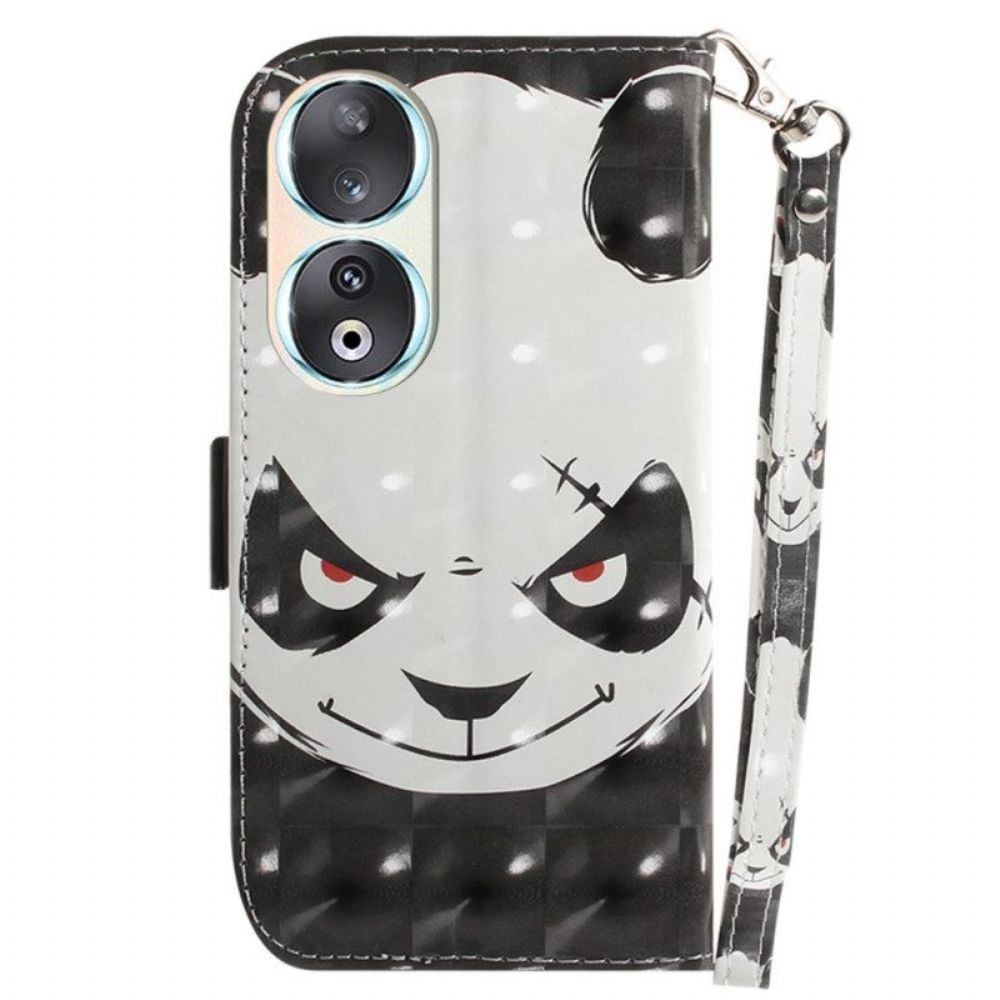 Flip Case Für Honor 90 Mit Kordel Wütender Panda Mit Riemen