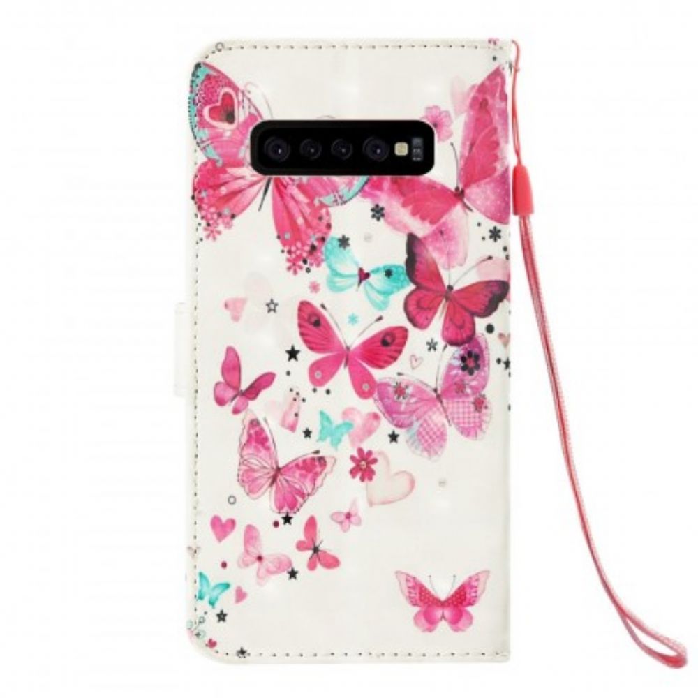 Flip Case Für Samsung Galaxy S10 Plus Fliegende Schmetterlinge