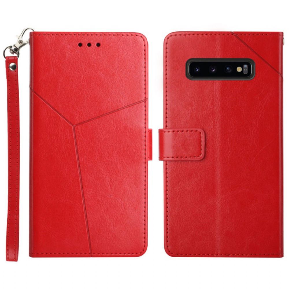 Flip Case Für Samsung Galaxy S10 Plus Geo Y Design Lederstil