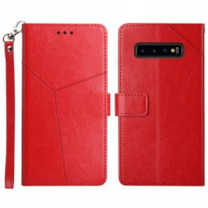 Flip Case Für Samsung Galaxy S10 Plus Geo Y Design Lederstil