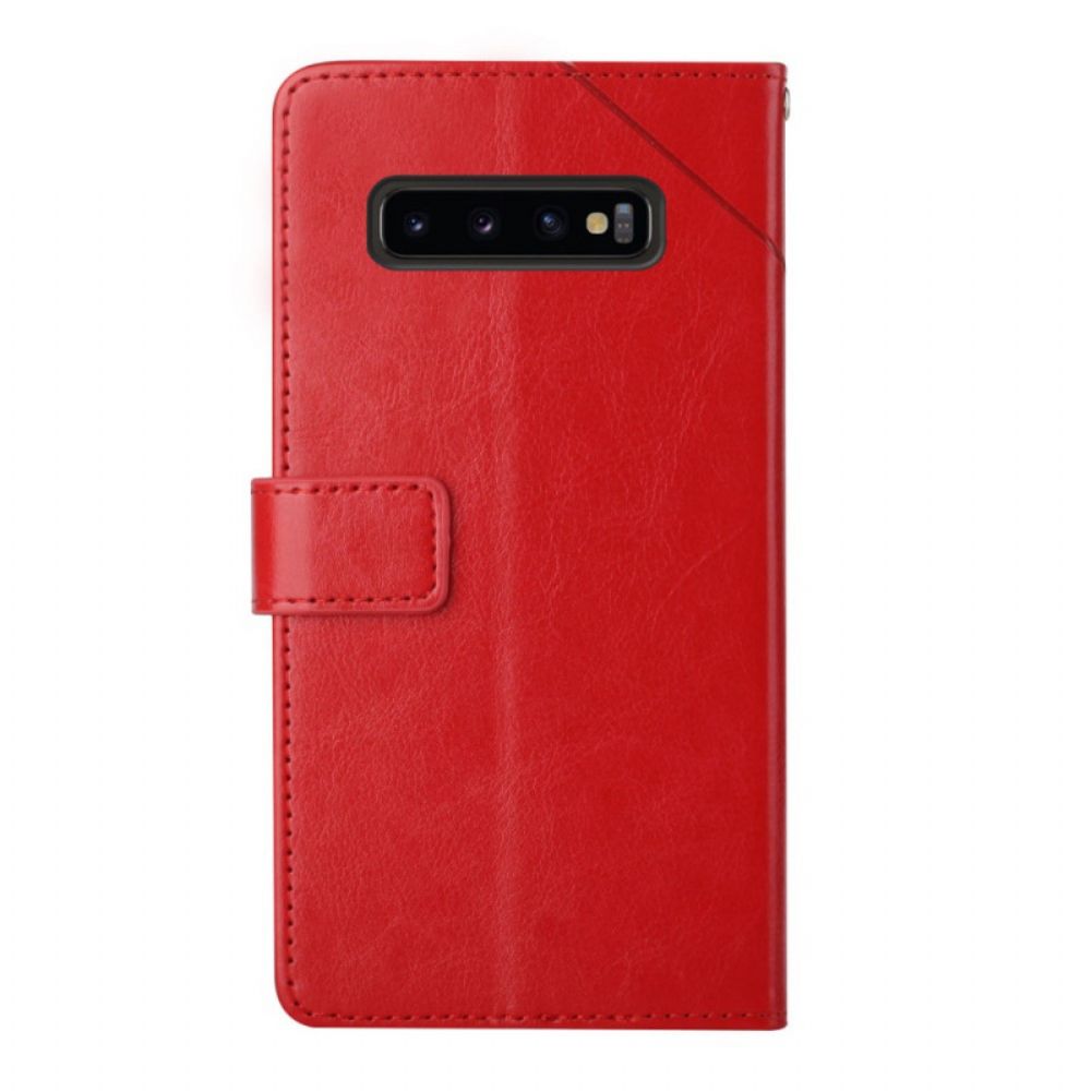 Flip Case Für Samsung Galaxy S10 Plus Geo Y Design Lederstil