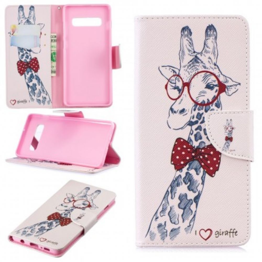 Flip Case Für Samsung Galaxy S10 Plus Nerdige Giraffe