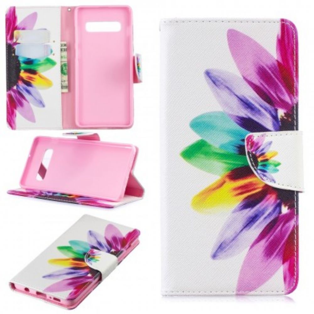 Lederhüllen Für Samsung Galaxy S10 Plus Aquarell Blume