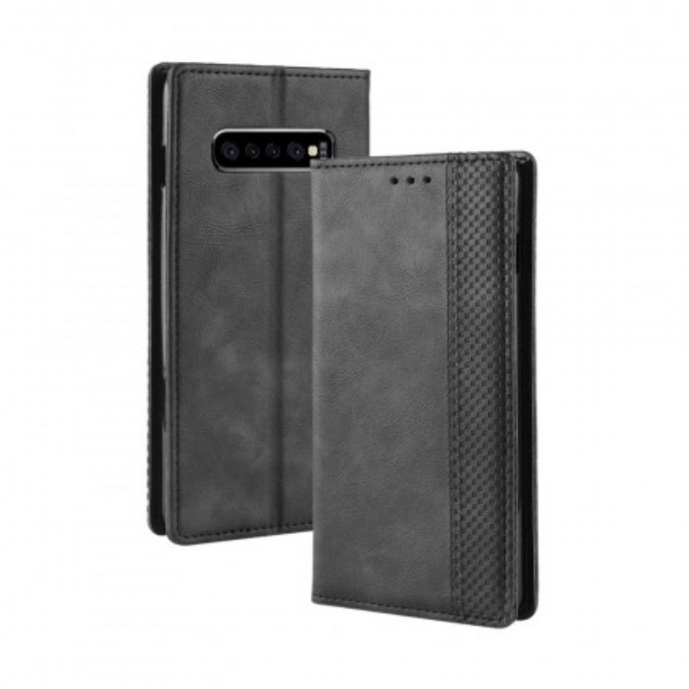 Schutzhülle Für Samsung Galaxy S10 Plus Flip Case Stilisierter Vintage-ledereffekt