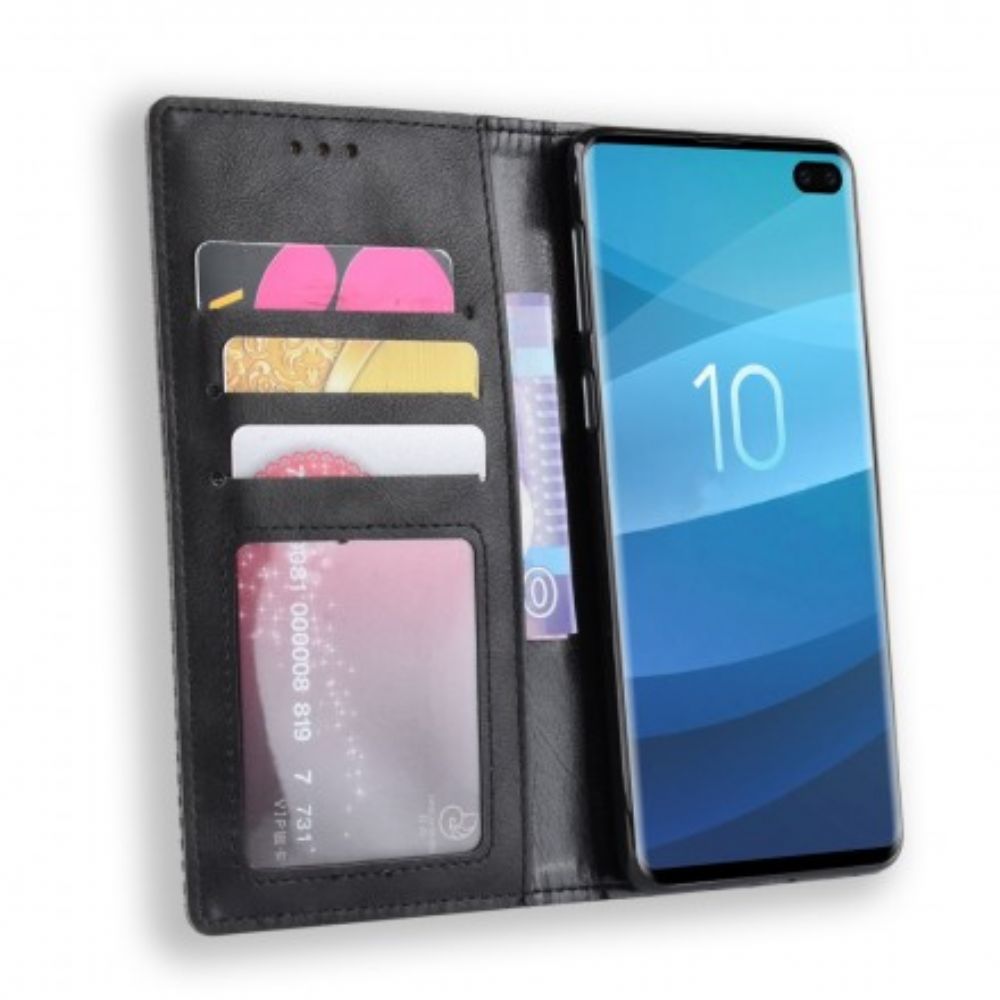 Schutzhülle Für Samsung Galaxy S10 Plus Flip Case Stilisierter Vintage-ledereffekt