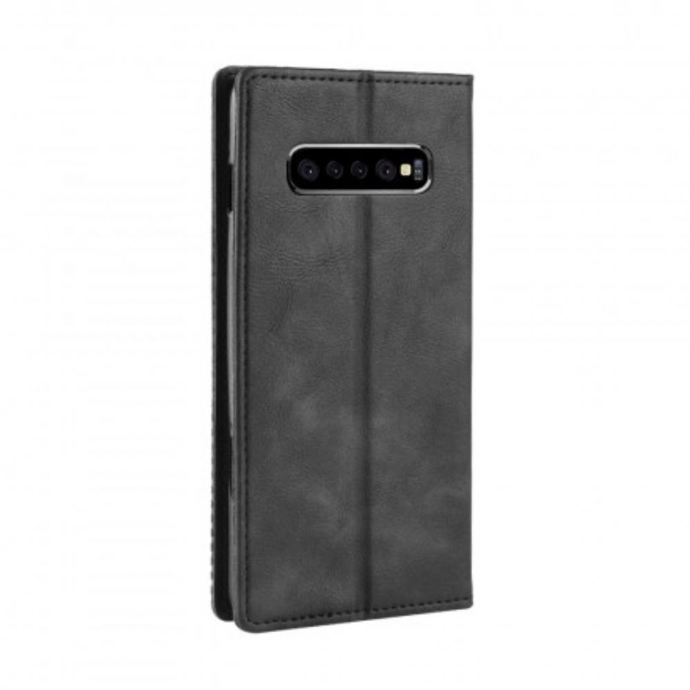 Schutzhülle Für Samsung Galaxy S10 Plus Flip Case Stilisierter Vintage-ledereffekt