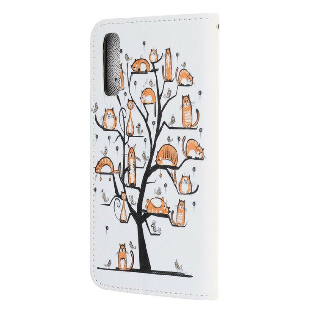 Flip Case Für Huawei P Smart S Mit Kordel Funky Cats Mit Riemen