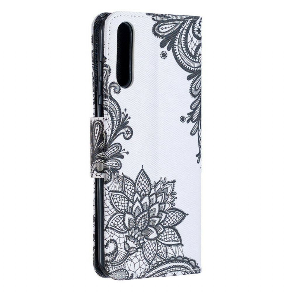 Flip Case Für Huawei P Smart S Mit Kordel Schwarzes Riemchen-mandala