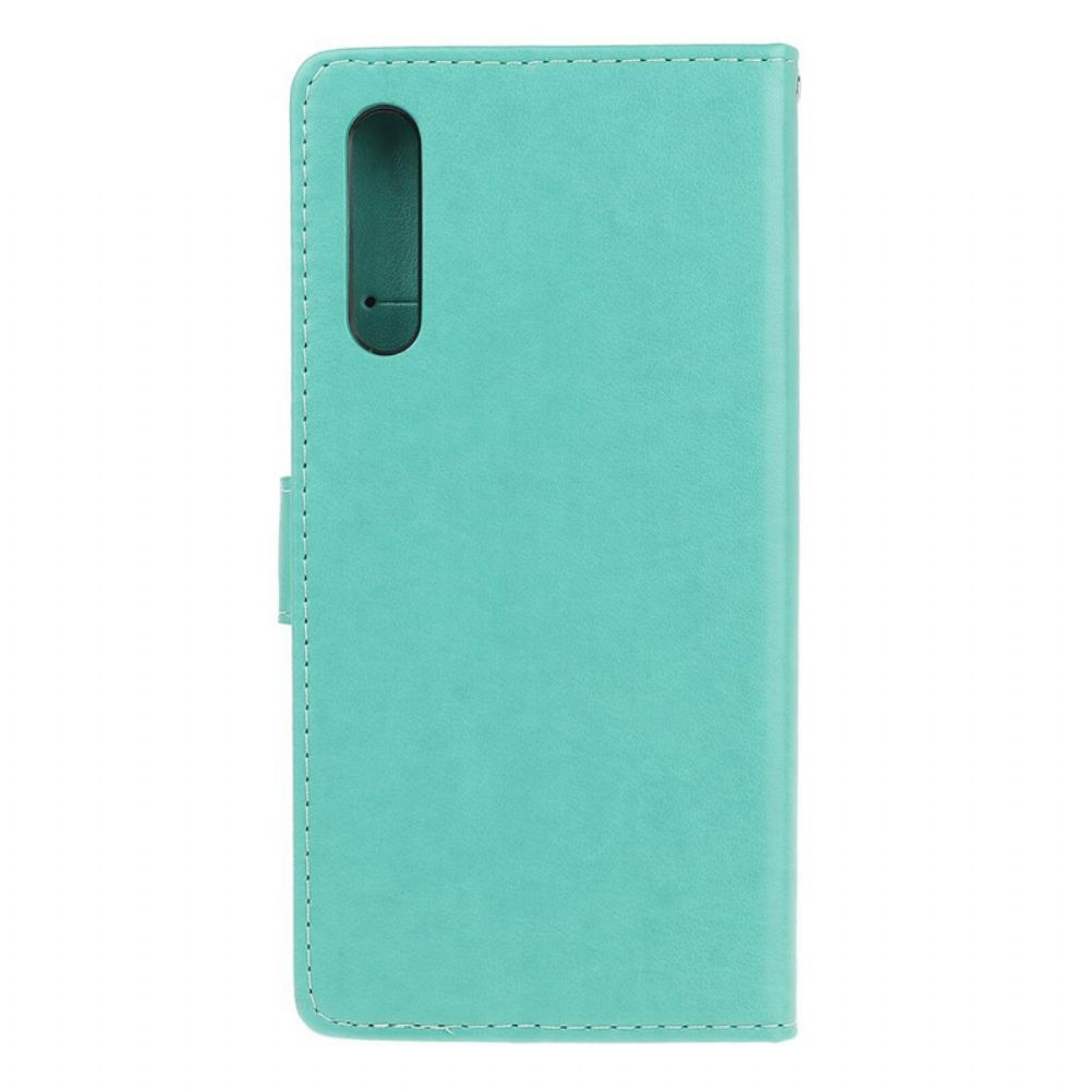 Flip Case Für Huawei P Smart S Mit Kordel Tanga Schmetterlinge Und Blumen