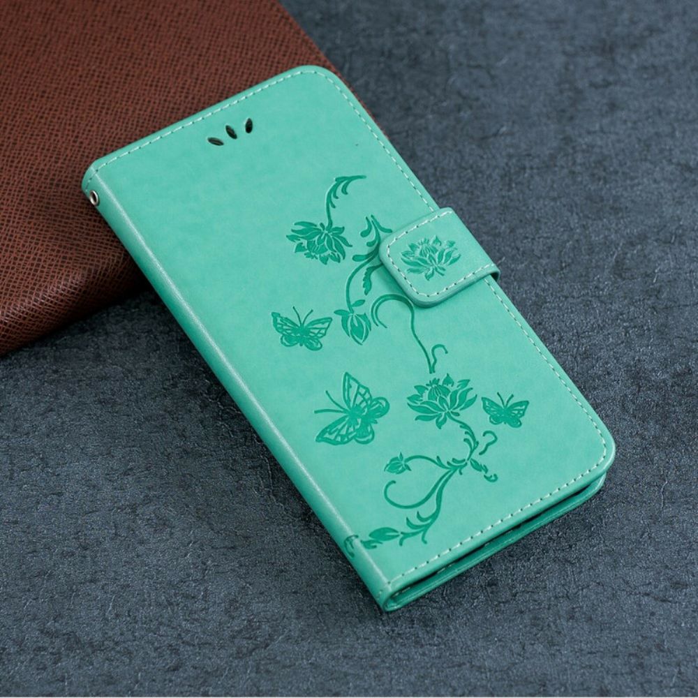 Flip Case Für Huawei P Smart S Mit Kordel Tanga Schmetterlinge Und Blumen