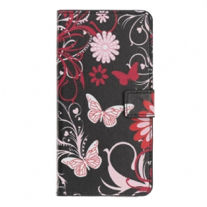 Flip Case Für Huawei P Smart S Schmetterlinge Und Blumen