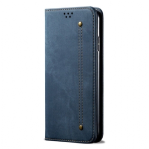 Flip Case Motorola Edge 50 Pro Jeansstoff