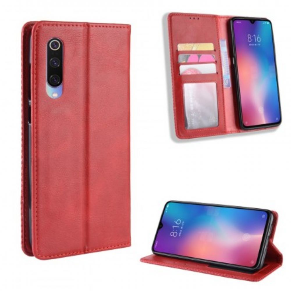 Schutzhülle Für Xiaomi Mi 9 Flip Case Stilisierter Vintage-ledereffekt