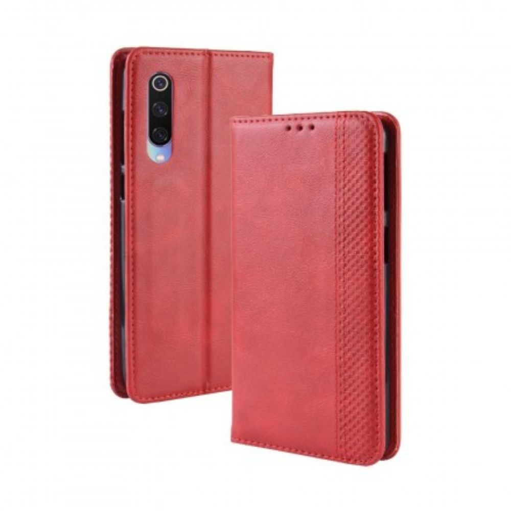 Schutzhülle Für Xiaomi Mi 9 Flip Case Stilisierter Vintage-ledereffekt