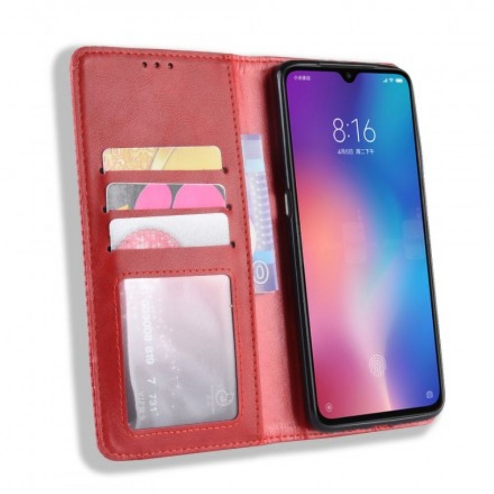 Schutzhülle Für Xiaomi Mi 9 Flip Case Stilisierter Vintage-ledereffekt