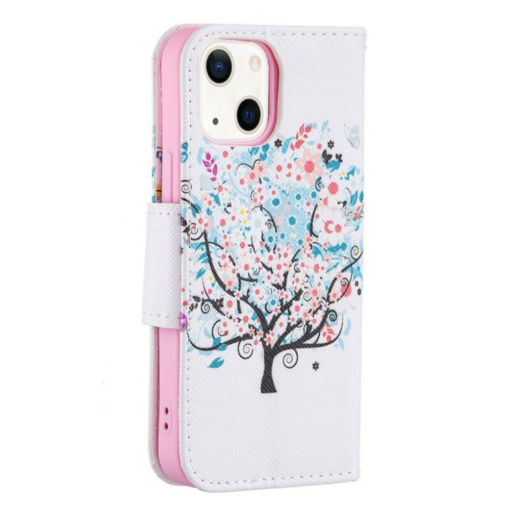 Flip Case Für iPhone 13 Mini Blumiger Baum