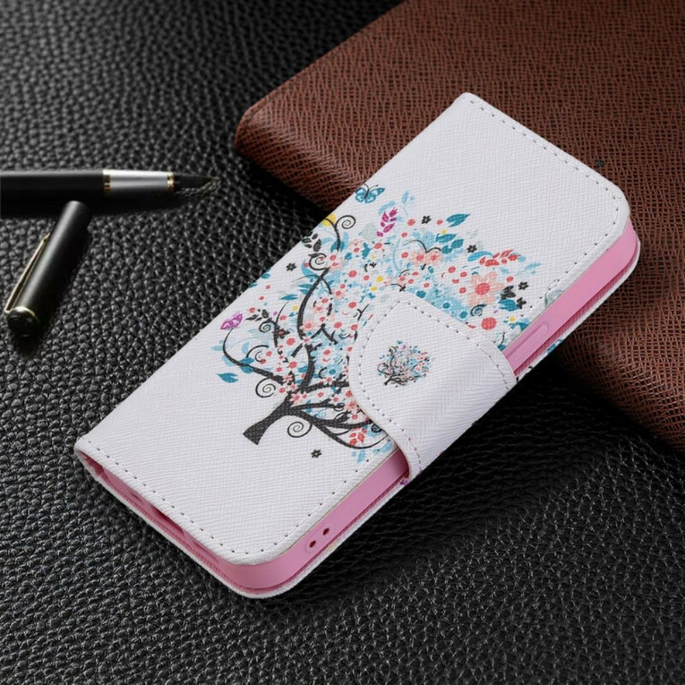 Flip Case Für iPhone 13 Mini Blumiger Baum