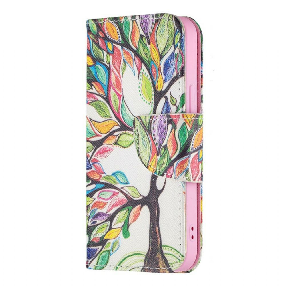 Flip Case Für iPhone 13 Mini Farbiger Baum