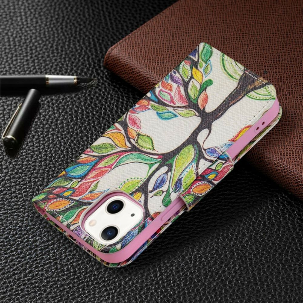 Flip Case Für iPhone 13 Mini Farbiger Baum