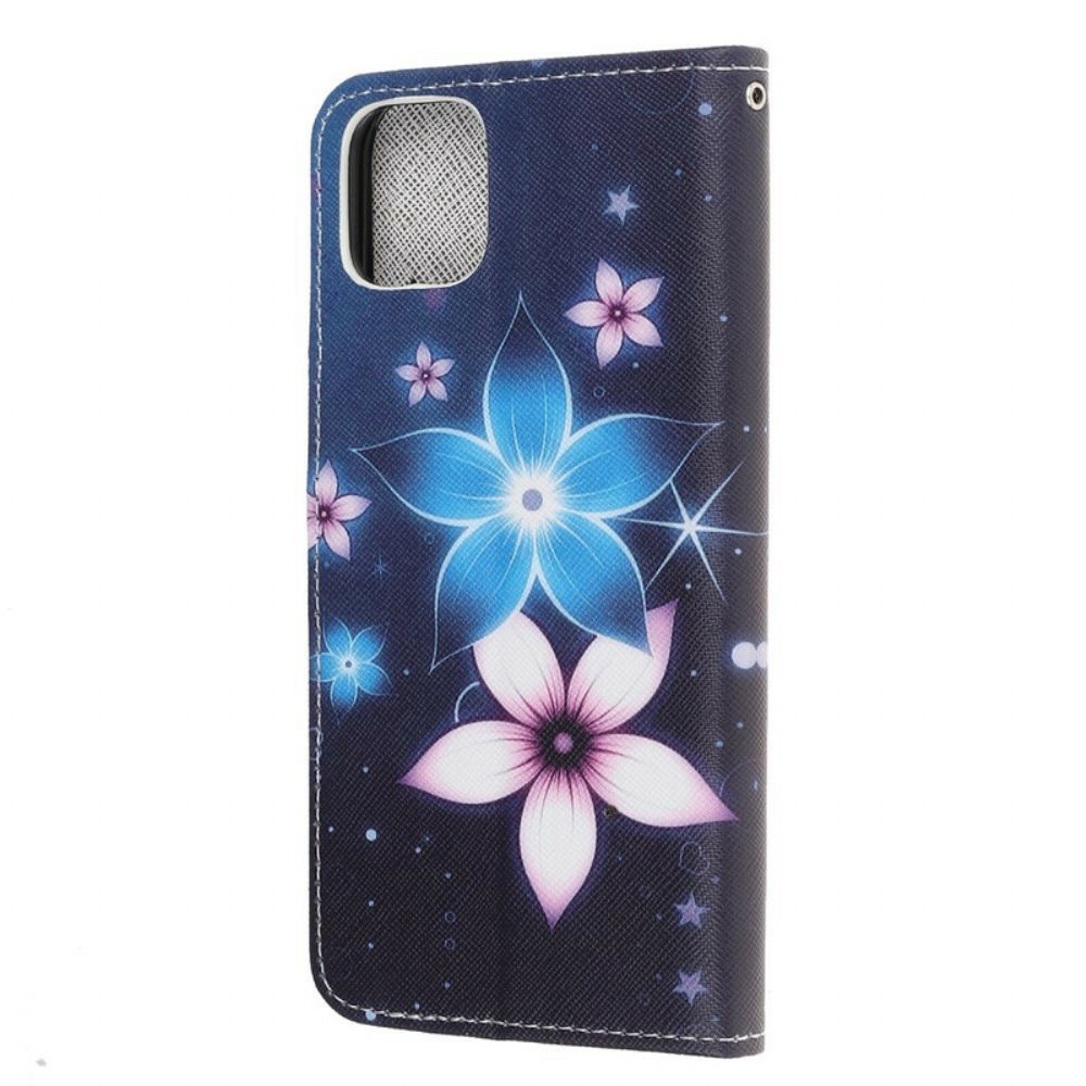 Flip Case Für iPhone 13 Mini Mit Kordel Mondriemen Blumen