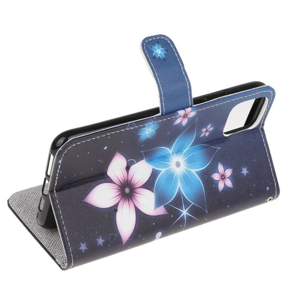 Flip Case Für iPhone 13 Mini Mit Kordel Mondriemen Blumen